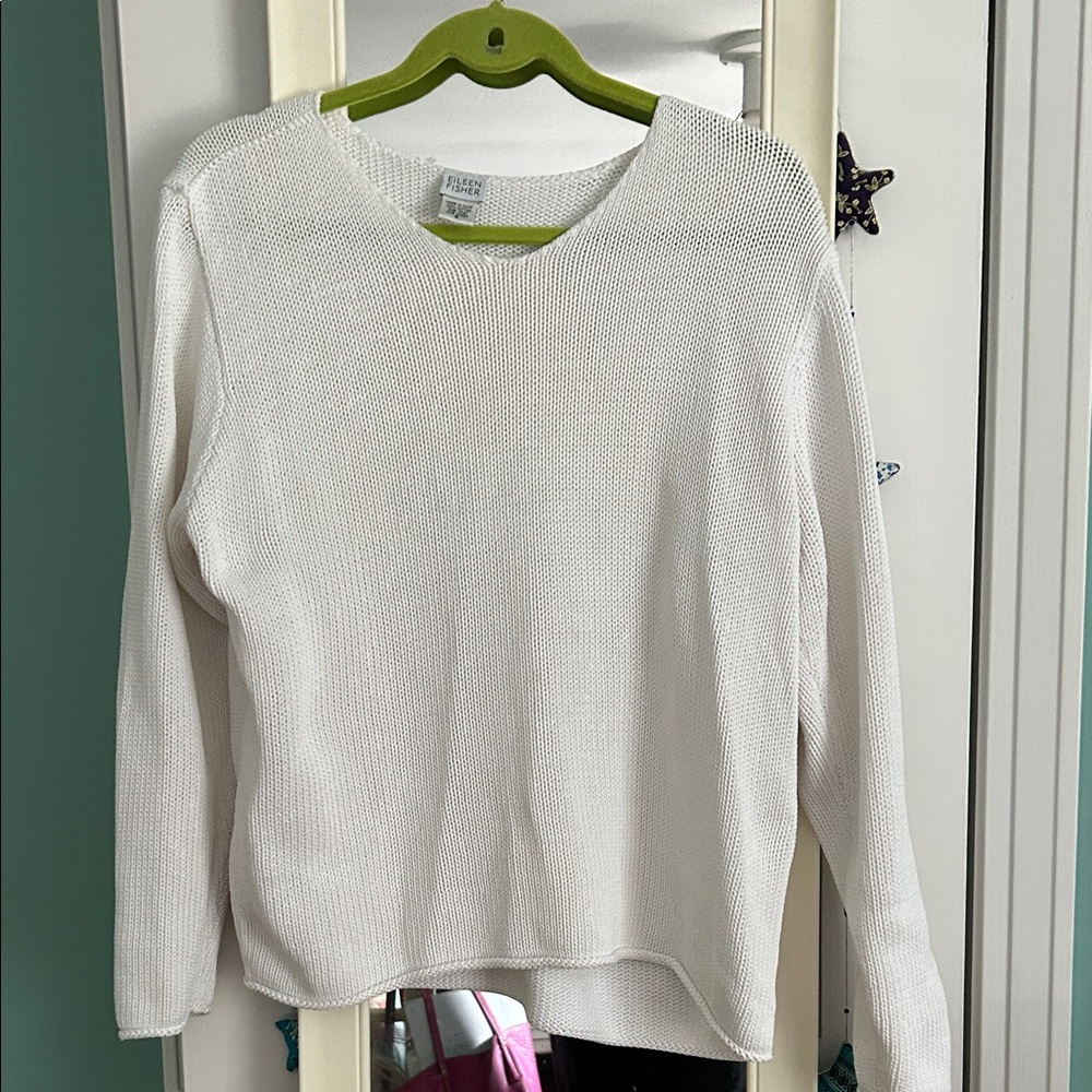 Eileen Fisher White Knit Sweater S